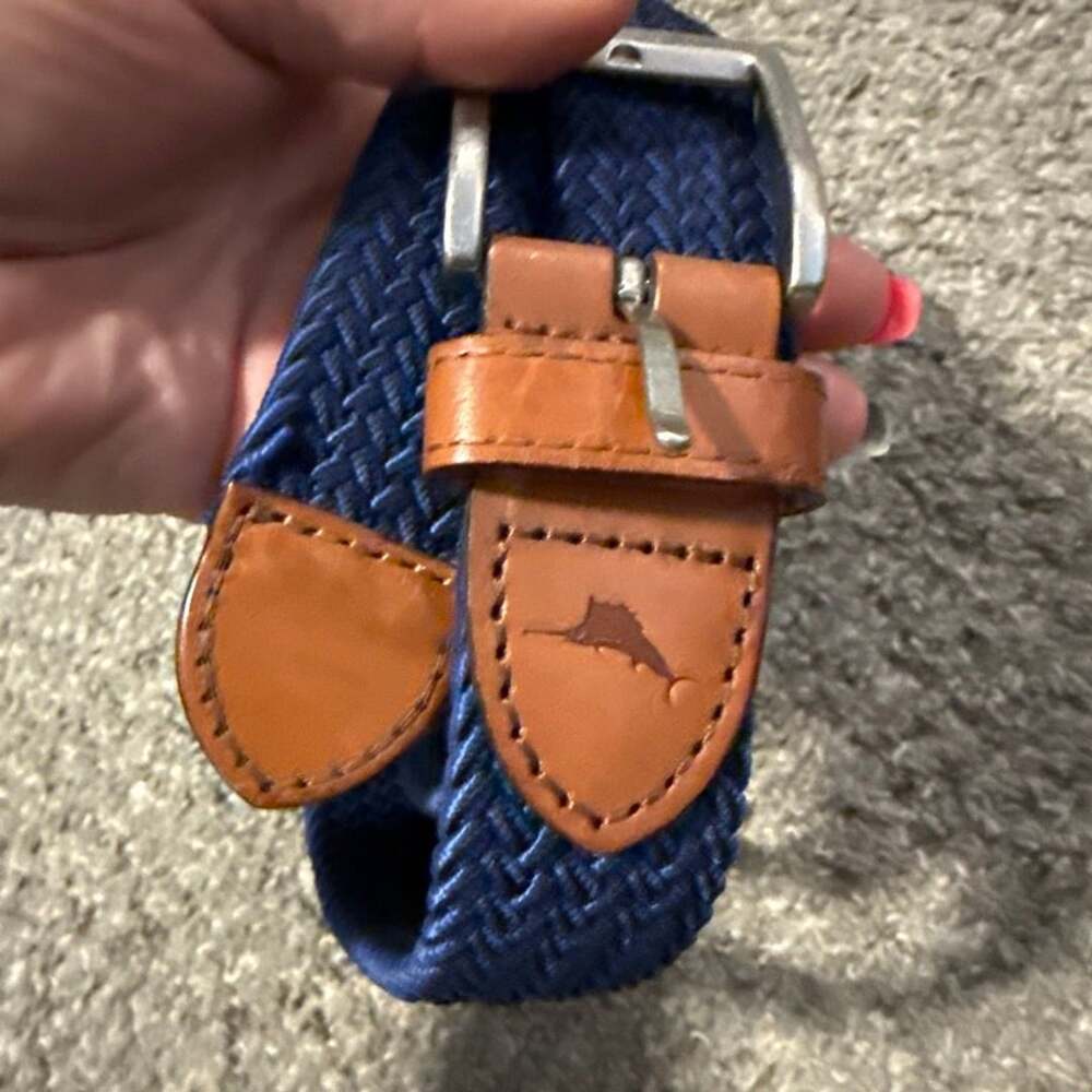 Tommy Bahama Blue Woven Stretch Braided Belt Size 34/85